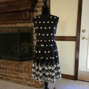 Tommy Hilfiger 4 black fit and flare dress with white embroidered flowers